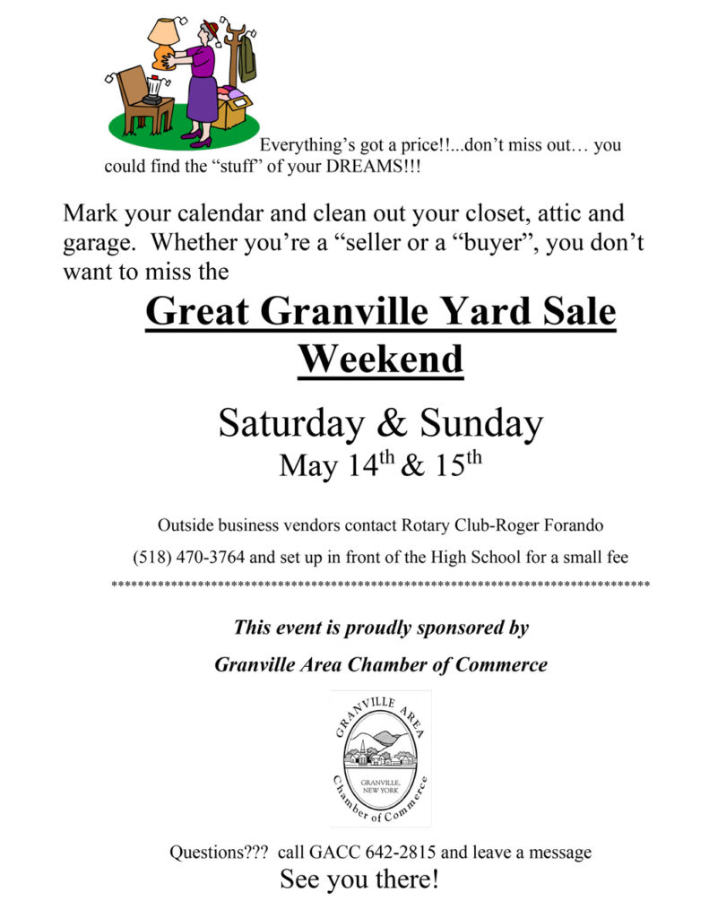 Town Wide Yard Sale • Granville New York Chamber of Commerce